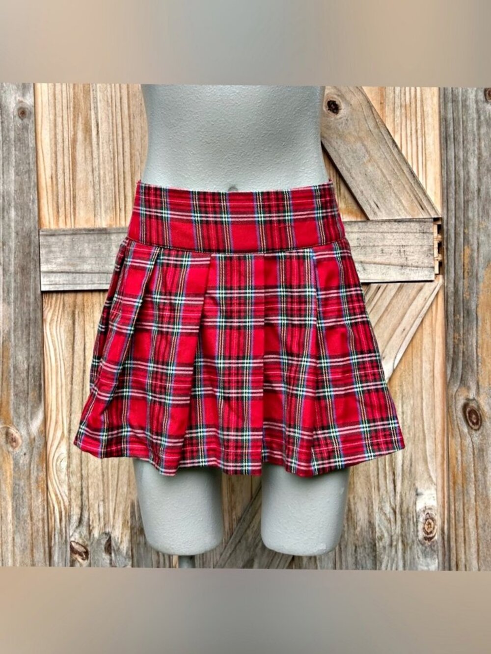 Vintage 90s Hot Topic Red Plaid Pleated Punk Gothic Grunge Skater Skirt~XL~
